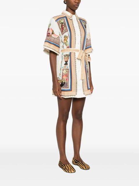 ALEMAIS fruit-print belted shirt dress - Neutrals