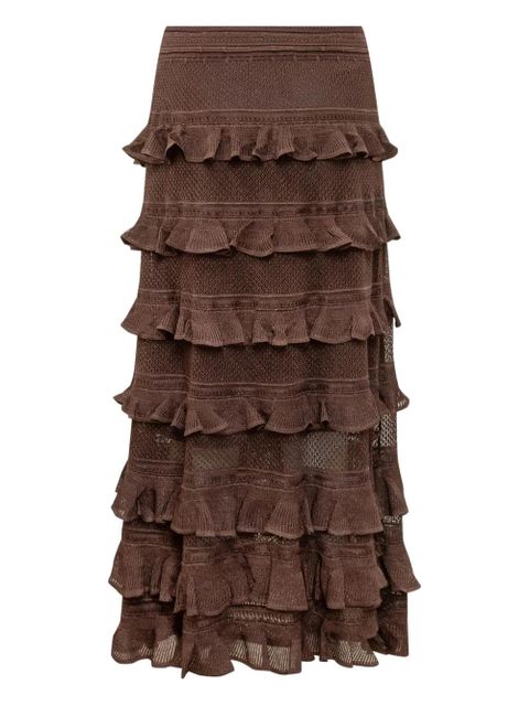 ZIMMERMANN tiered ruffle skirt - Brown - zdjęcie produktu nr 1