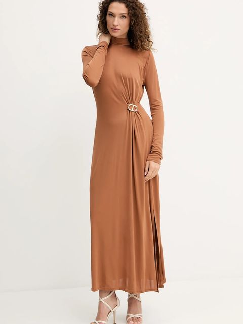 Twinset sukienka kolor brązowy maxi prosta 252TP2024 - zdjęcie produktu nr 1