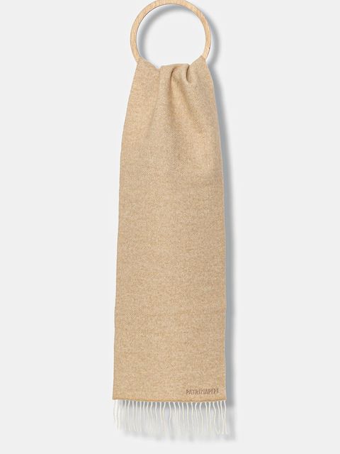 Patrizia Pepe szalik z dodatkiem wełny damski kolor beżowy melanżowy 2F0124 A681 - zdjęcie produktu nr 1