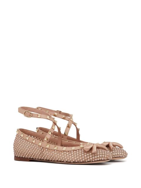 Valentino Garavani Rockstud mesh ballet flats - Pink