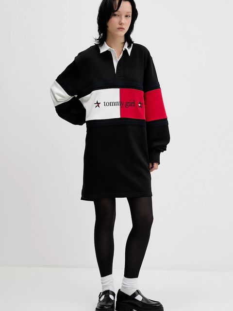 Tommy Jeans sukienka bawełniana kolor czarny mini oversize DW0DW22510 - zdjęcie produktu nr 2