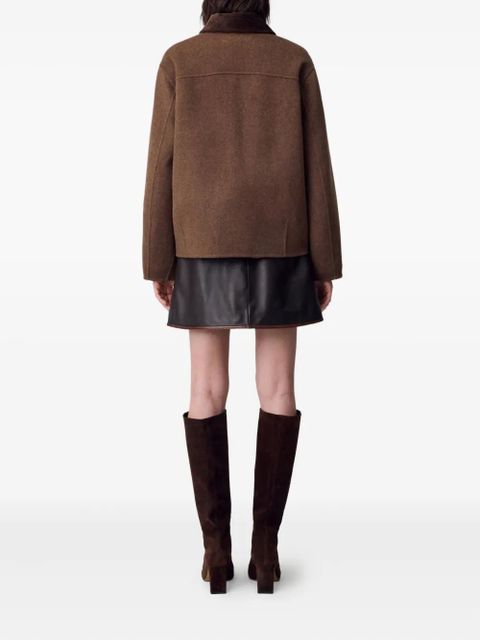 Claudie Pierlot corduroy-collar wool coat - Brown