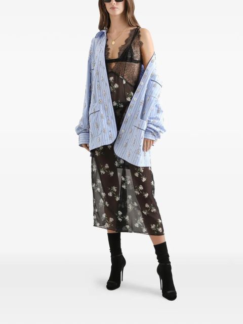 Dolce & Gabbana violets-print dress with lace insert - Black - zdjęcie produktu nr 2