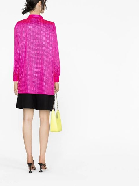 Self-Portrait rhinestone-embellished long-sleeved shirt - Pink