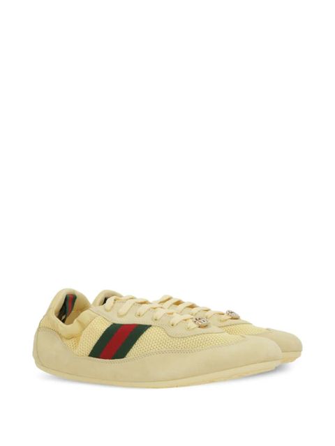 Gucci logo striped leather sneakers - Neutrals - zdjęcie produktu nr 2