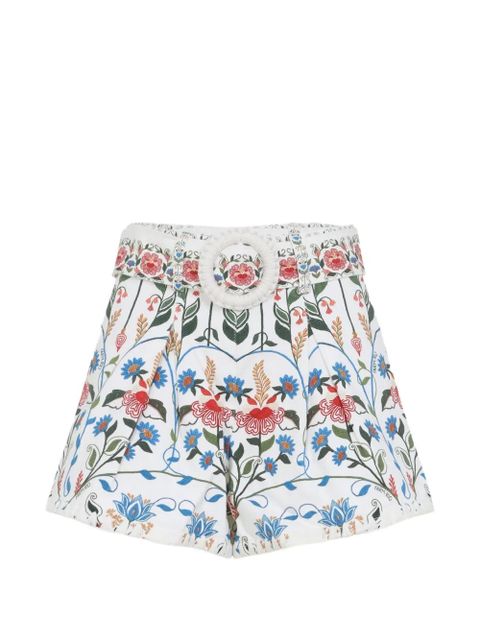 FARM Rio floral belted shorts - White - zdjęcie produktu nr 1