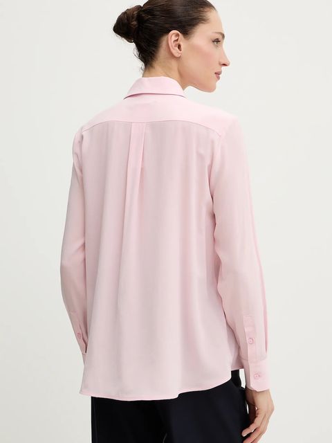 Weekend Max Mara koszula jedwabna CURVONE damska kolor różowy regular z kołnierzykiem klasycznym 2615111121600