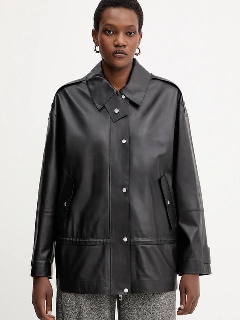 BOSS kurtka skórzana kolor czarny przejściowa 50544445 - zdjęcie produktu nr 1