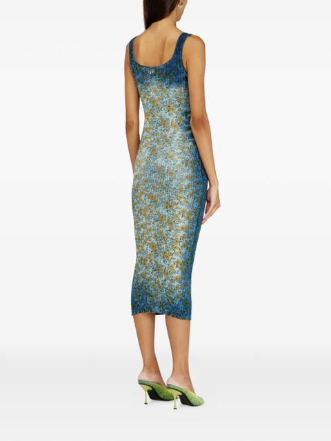Diesel M-Egita ribbed floral-print midi dress - Blue
