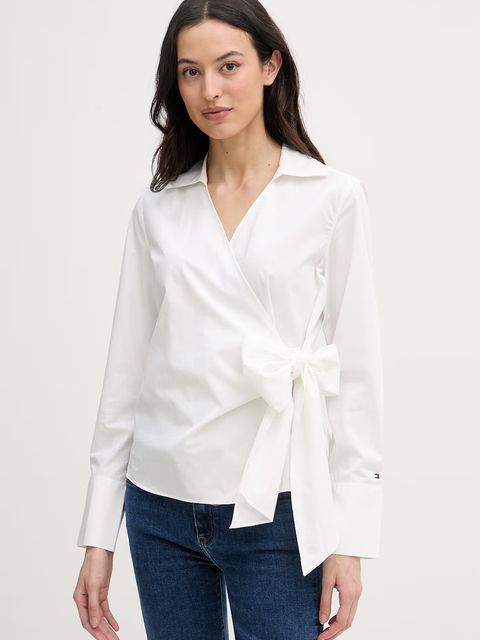 Tommy Hilfiger bluzka kopertowa damska bawełniana - zdjęcie produktu nr 1