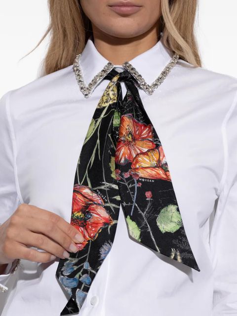 Alexander McQueen floral silk scarf - Black