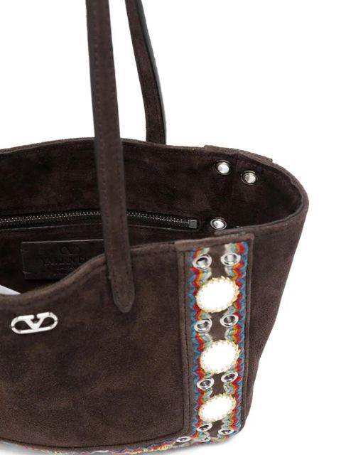 Valentino Garavani Nellcôte suede shoulder bag - Brown