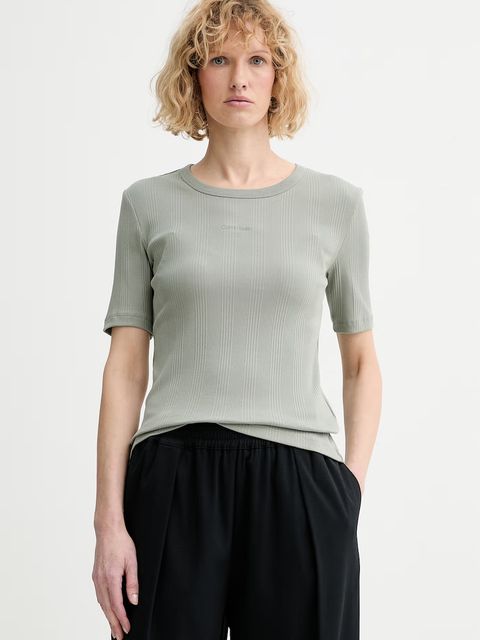 Calvin Klein T-shirt basic damski bawełniany z elastanem - zdjęcie produktu nr 1