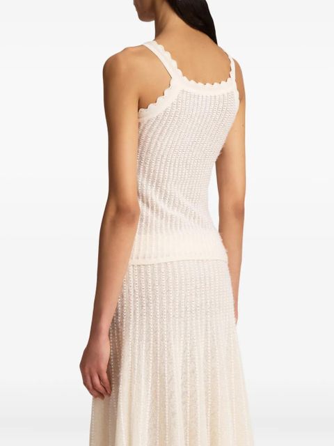KHAITE Ennio scalloped tank - White