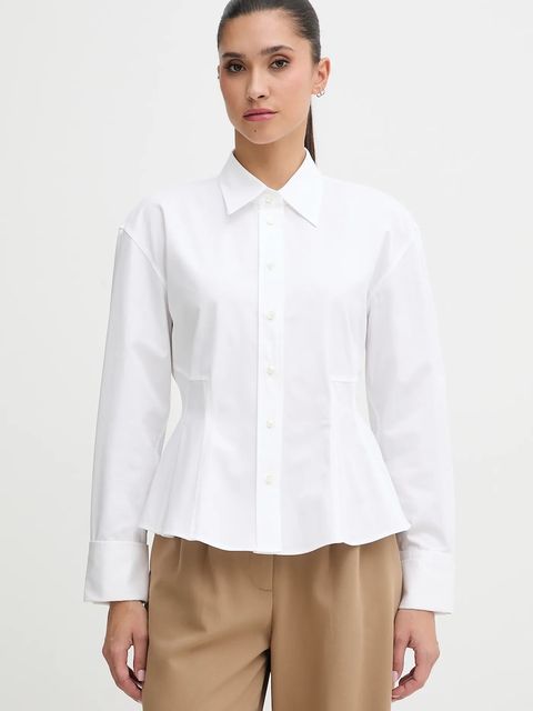 HUGO koszula bawełniana damska kolor biały slim z kołnierzykiem klasycznym 50552863 - zdjęcie produktu nr 1