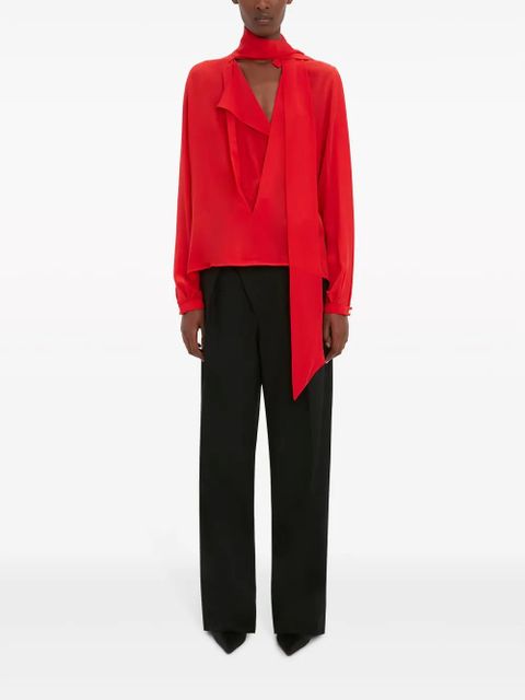 Victoria Beckham scarf-detail silk blouse - Red