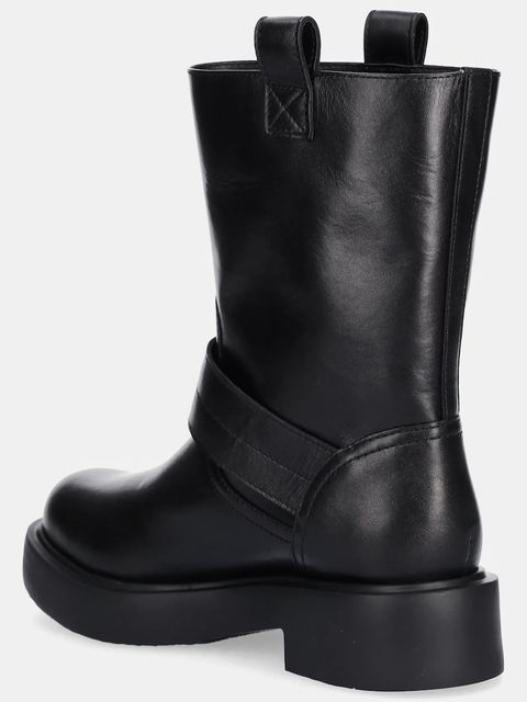 Love Moschino botki skórzane damskie kolor czarny na płaskim obcasie JA24064G1NIA000A