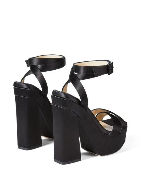 Jimmy Choo 140mm Gaia satin sandals - Black