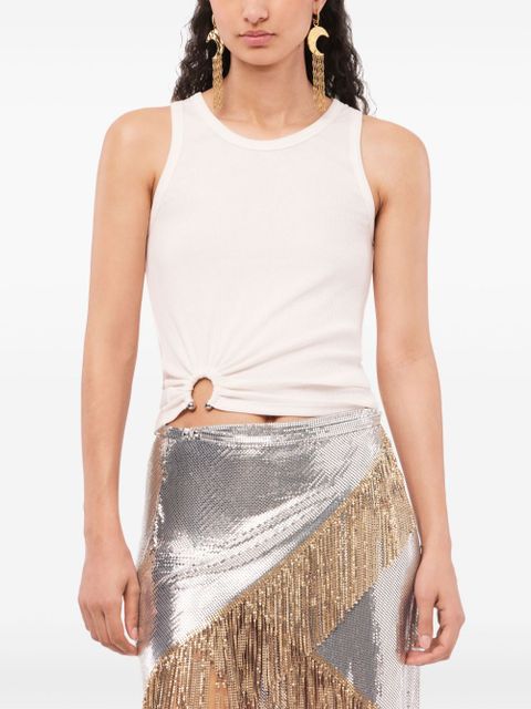 Rabanne asymmetric gathered-detail tank top - White