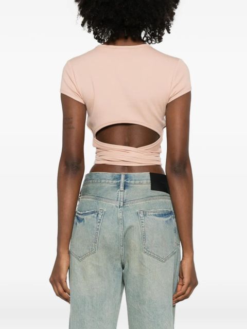 Diesel T-Bunny-Tail-R1 wrap-tie T-shirt - Neutrals