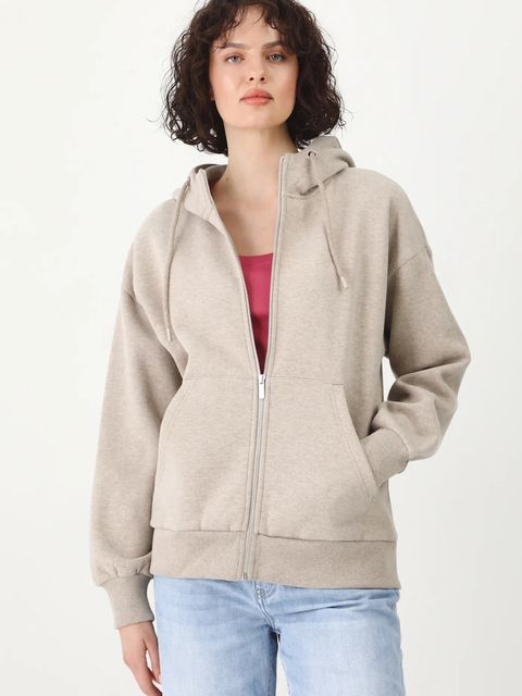 Medicine bluza damska kolor beżowy z kapturem - zdjęcie produktu nr 1