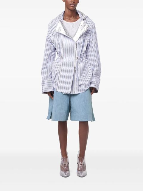 Rabanne striped hooded jacket - Blue