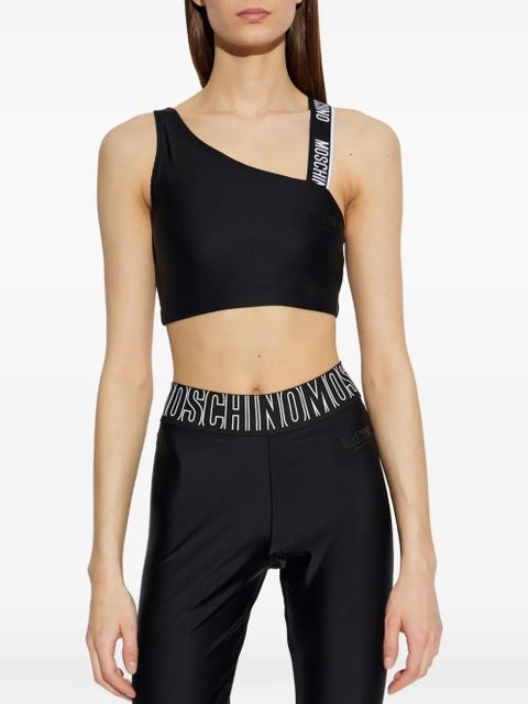 Moschino one-shoulder sports top - Black