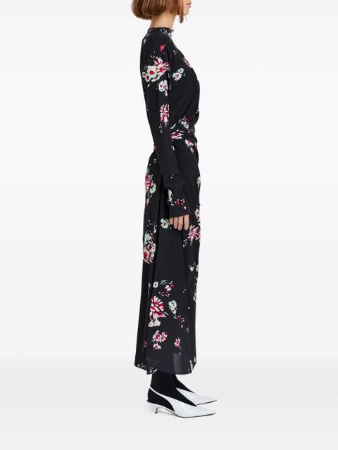 Proenza Schouler floral-print draped asymmetric day dress - Black