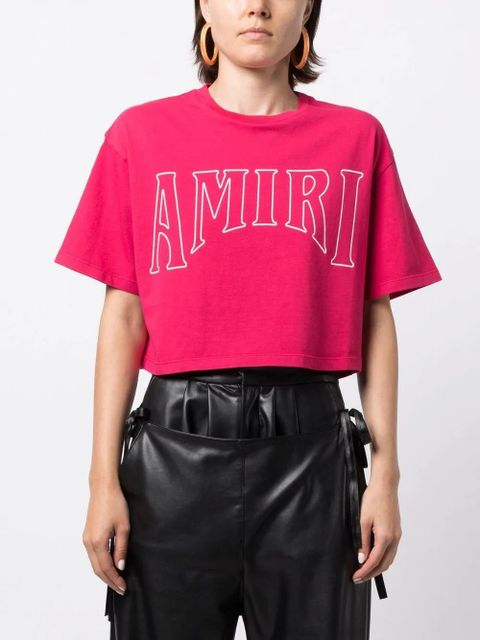 AMIRI logo-print cropped T-shirt - Pink
