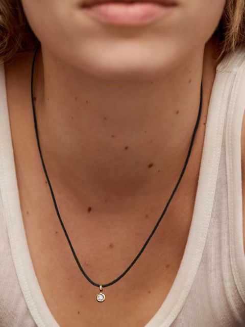 Monica Vinader solitaire-diamond cord necklace - Black