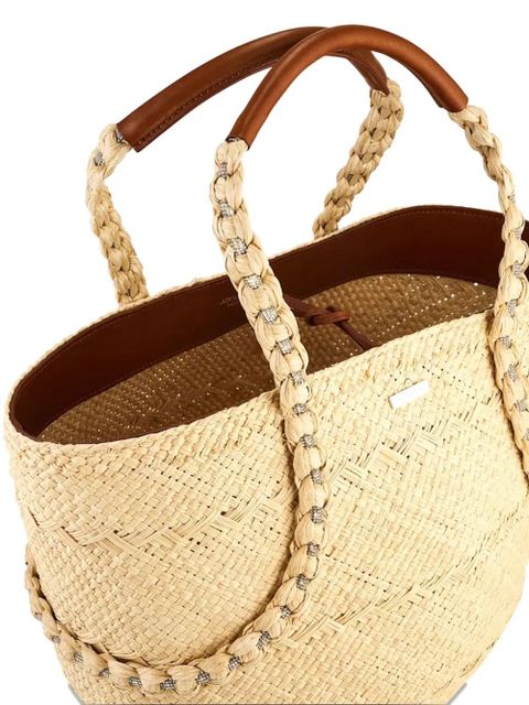 Aquazzura Isla woven straw tote bag - Neutrals - zdjęcie produktu nr 2