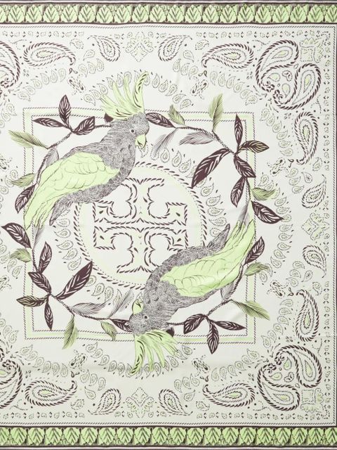 Tory Burch Cockatoo oversized bandana square scarf - Neutrals