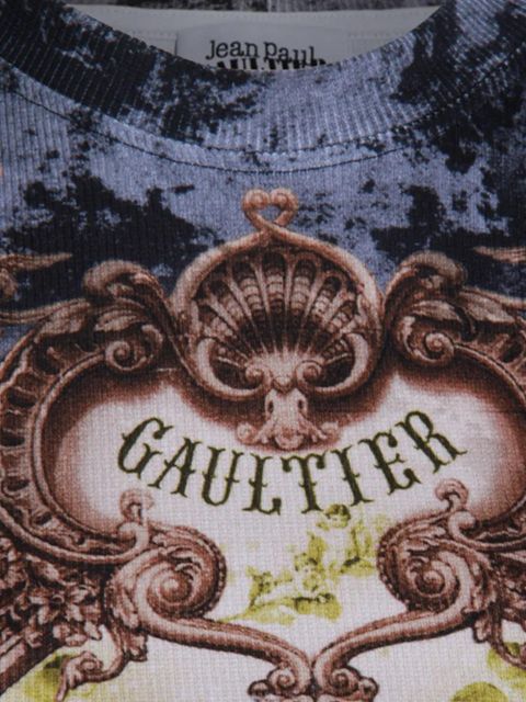 Jean Paul Gaultier baroque-print ribbed T-shirt - Blue