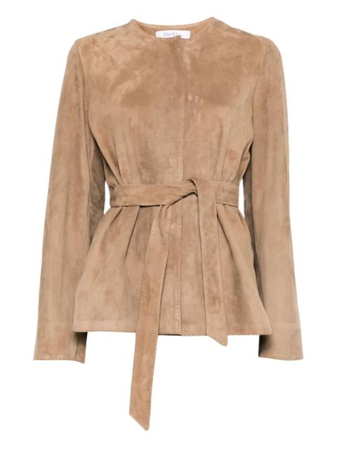 Max Mara belted suede leather jacket - Brown - zdjęcie produktu nr 1