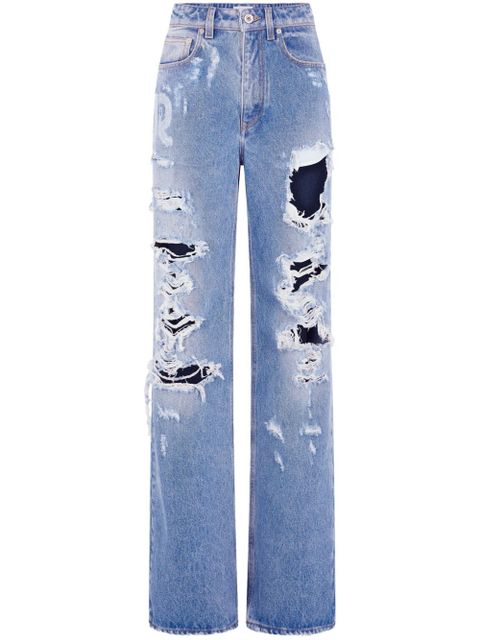Rabanne ripped-detailing cotton wide-leg jeans - Blue - zdjęcie produktu nr 1