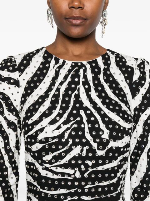 Dolce & Gabbana zebra-print crystal-embellished mini dress - White