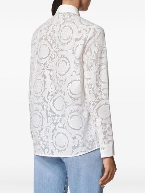 Versace Barocco-jacquard button-up shirt - White