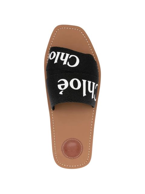 Chloé Woody logo-detail sandals - Black