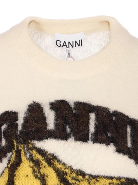 GANNI banana-graphic T-shirt - Neutrals