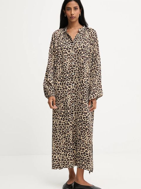 Answear.LAB sukienka kolor beżowy midi rozkloszowana - zdjęcie produktu nr 1