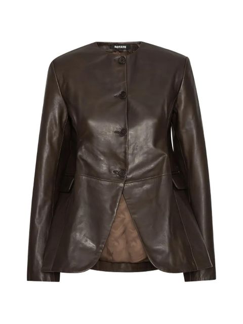 ROTATE BIRGER CHRISTENSEN flared leather jacket - Brown - zdjęcie produktu nr 1