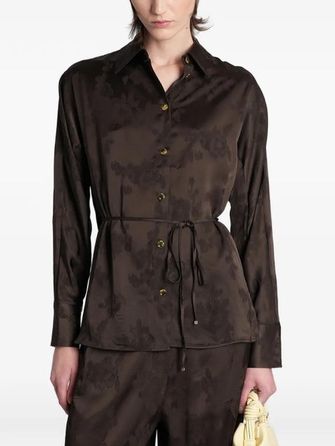 GANNI jacquard-pattern belted shirt - Brown - zdjęcie produktu nr 1