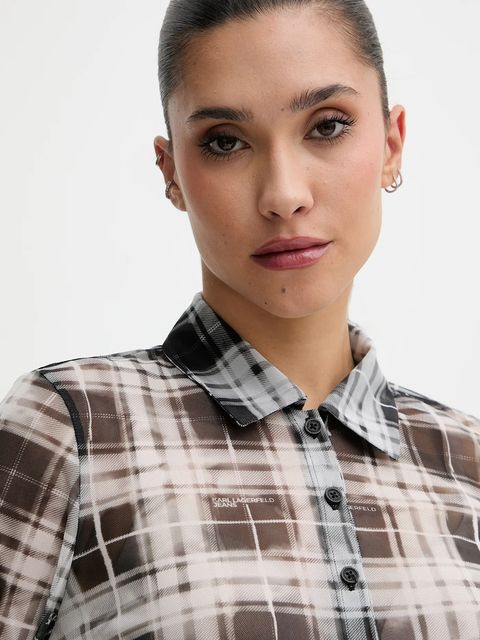 Karl Lagerfeld Jeans koszula damska kolor szary regular z kołnierzykiem klasycznym B1W11033