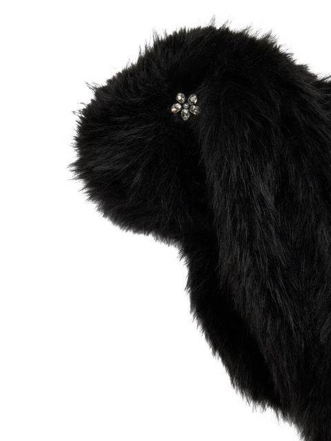 Simone Rocha faux-fur flower-appliqué scarf - Black - zdjęcie produktu nr 2