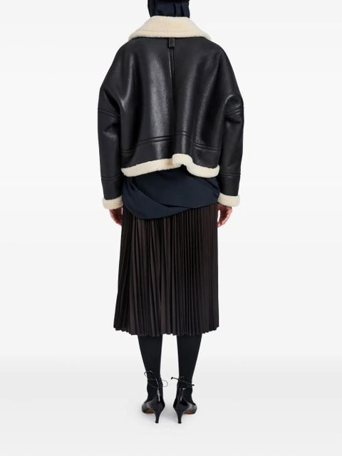 Proenza Schouler leather shearling-linen jacket - Black