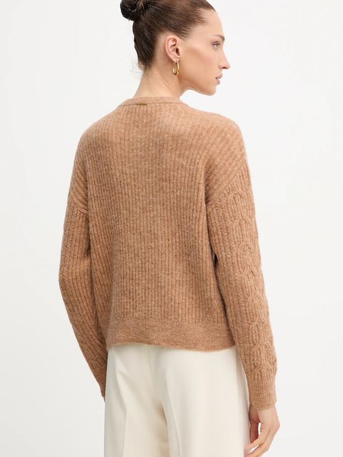 Twinset sweter z dodatkiem wełny damski kolor brązowy 252LL3HCC - zdjęcie produktu nr 2