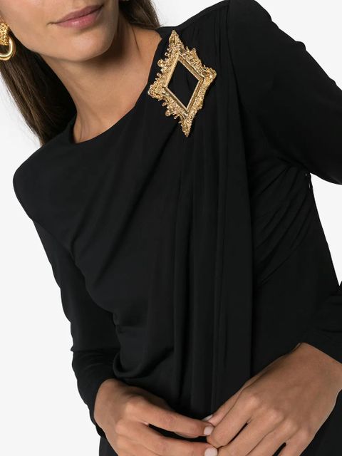 Moschino draped exaggerated shoulder dress - Black