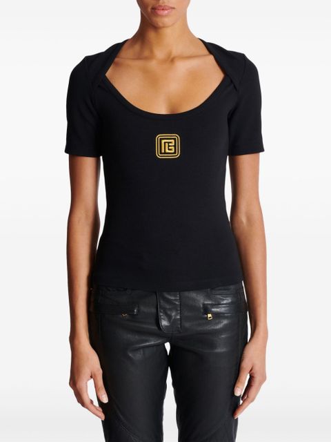 Balmain PB logo-embroidered T-shirt - Black