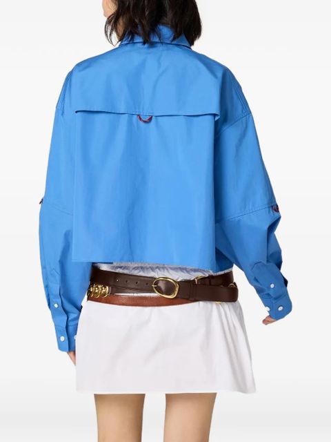 Miu Miu logo-embroidered front-pockets shirt - Blue - zdjęcie produktu nr 2
